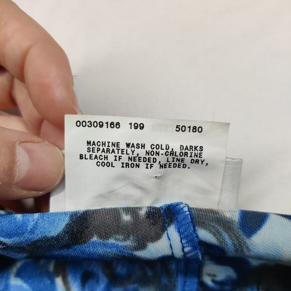 Vtg Byer Too! 90s Abstract Blue Floral Slip Dress Large Y2K Artsy Fairy Grunge - Picture 9 of 13